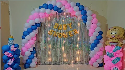 Baby shower decoration ideas for home/Birthday decoration/ 3color spiral balloon arch without stand