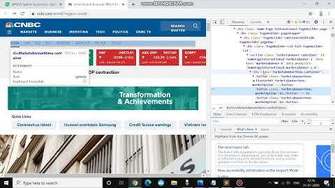 How to inspect the Stock Ticker, find regular expression and scrape data from multiple Tabs | CNBC