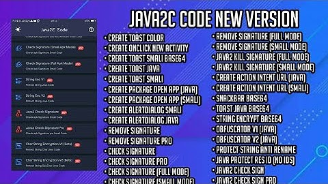 JAVA2C CODE NEW FITURE NEW VERSION 2021