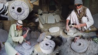 : Watch a skillful person make a grain mill || 82 Year's Old Man Making a Stone Grinder