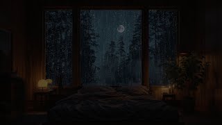 Soothing Rain on Window and Forest Night Ambience - Natural Sounds - Relaxing Melody