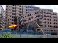 Amazing fastest collapse building demolition dangerous heavy excavator crane machines working