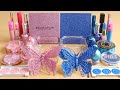 'Pink vs Blue' Mixing'PinkvsBlue'Eyeshadow,Makeup and glitter Into Slime.ASMR★Satisfying Slime Video