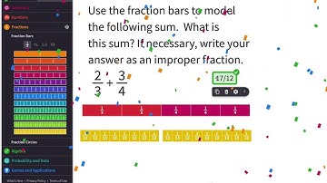 Modeling Fraction Addition in Mathigon