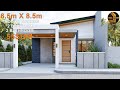 Small House Design (6.5m x 8.5m) 2 Bedroom Bungalow