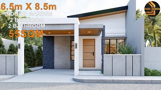Small House Design (6.5m x 8.5m) 2 Bedroom Bungalow