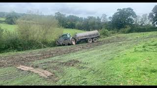 Tractor and tank slid down back, recovered by J & R Millington by joe millington 35,426 views 3 years ago 41 seconds