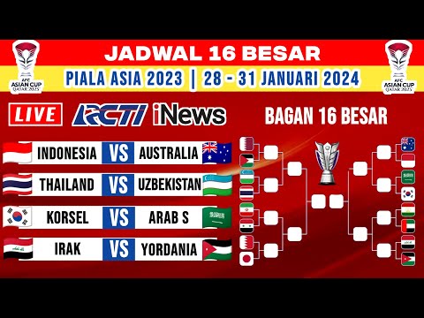 Bagan &amp; Jadwal 16 Besar Piala Asia 2024 - Indonesia vs Australia - Piala Asia 2023 Qatar