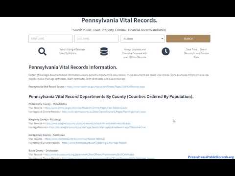 Pennsylvania Vital Records (Search Birth, Death, Marriage, Divorce, and Genealogy Online).