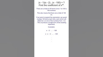 (x-1)(x-2)...(x-100) Coefficient of x^99=? #maths #matholympiad