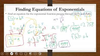 Finding the Equation of an Exponential Function Through 2 Points
