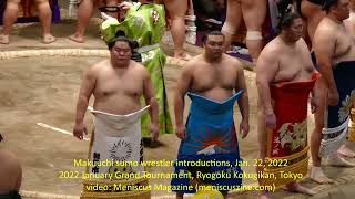 Makuuchi sumo wrestler introductions, Jan. 22, 2022 Tokyo Grand Tournament - Meniscus Magazine