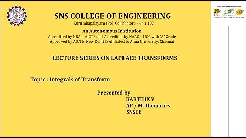 Lecture on Laplace Transforms-2 | Complex Analysis and Laplace Transforms | SNS Institutions