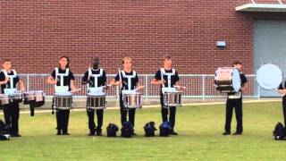 EHS Big Blue drum line warming up before the homecoming game. 10-3-14