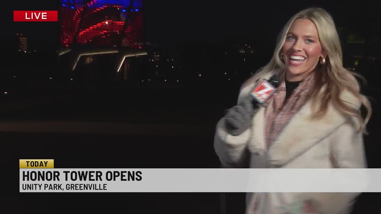 Honor tower lights up