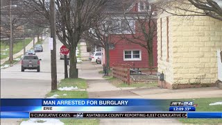 Man arrested for burglary after being caught by victim