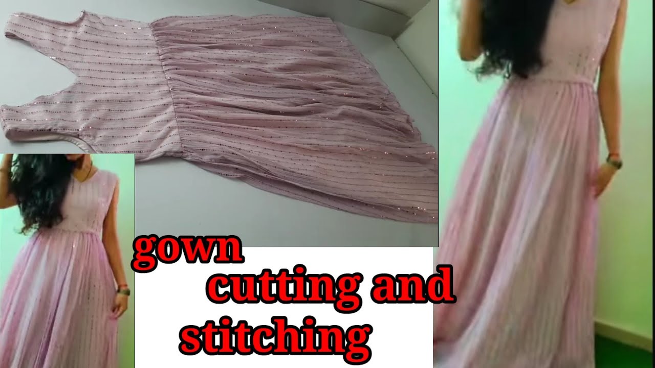 Long Length gown cutting/gown cutting and stitching/full circle umbrella cut  gown cutting and stitch - YouTube