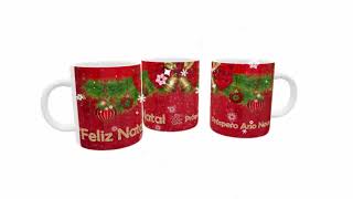 Caneca Natalina - Feliz Natal e Próspero Ano Novo Fundo Vermelho Caneca Natalina - Feliz Natal e Próspero Ano Novo Fundo Vermelho