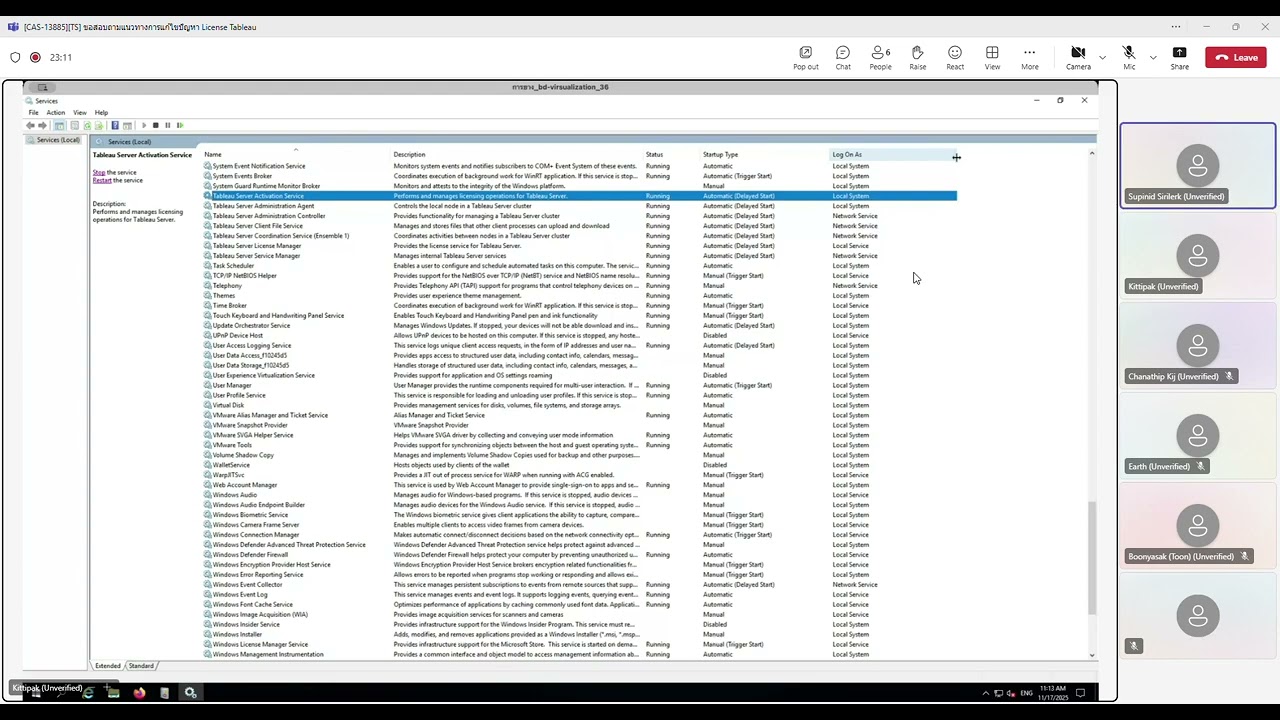 CAS 13885TS ขอสอบถามแนวทางการแก้ไขปัญหา License Tableau   Microsoft Teams 2025 11 17 11 00 18