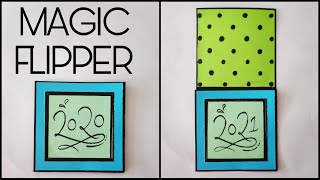 MAGIC FLIPPER CARD FOR SCRAPBOOK | NEW YEAR CARD | PHOTO CHANGING CARD 2021 | PEEK A BOO SLIDER CARD