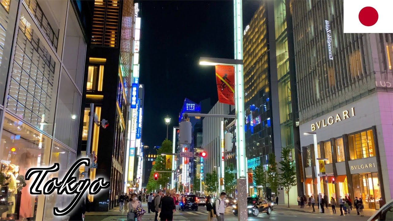 🇯🇵Tokyo Walk - Ginza Night Lights -【4K 60fps】