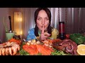 EATING | Осьминог, лосось, креветки, гребешки, закуски | Seafood не MUKBANG