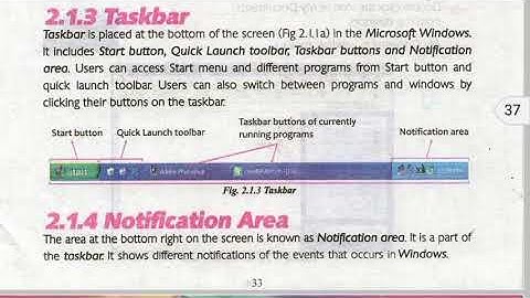 Class 6 Computer Chapter 2 (Stepping into Windows) ,  Taskbar , Notification Area