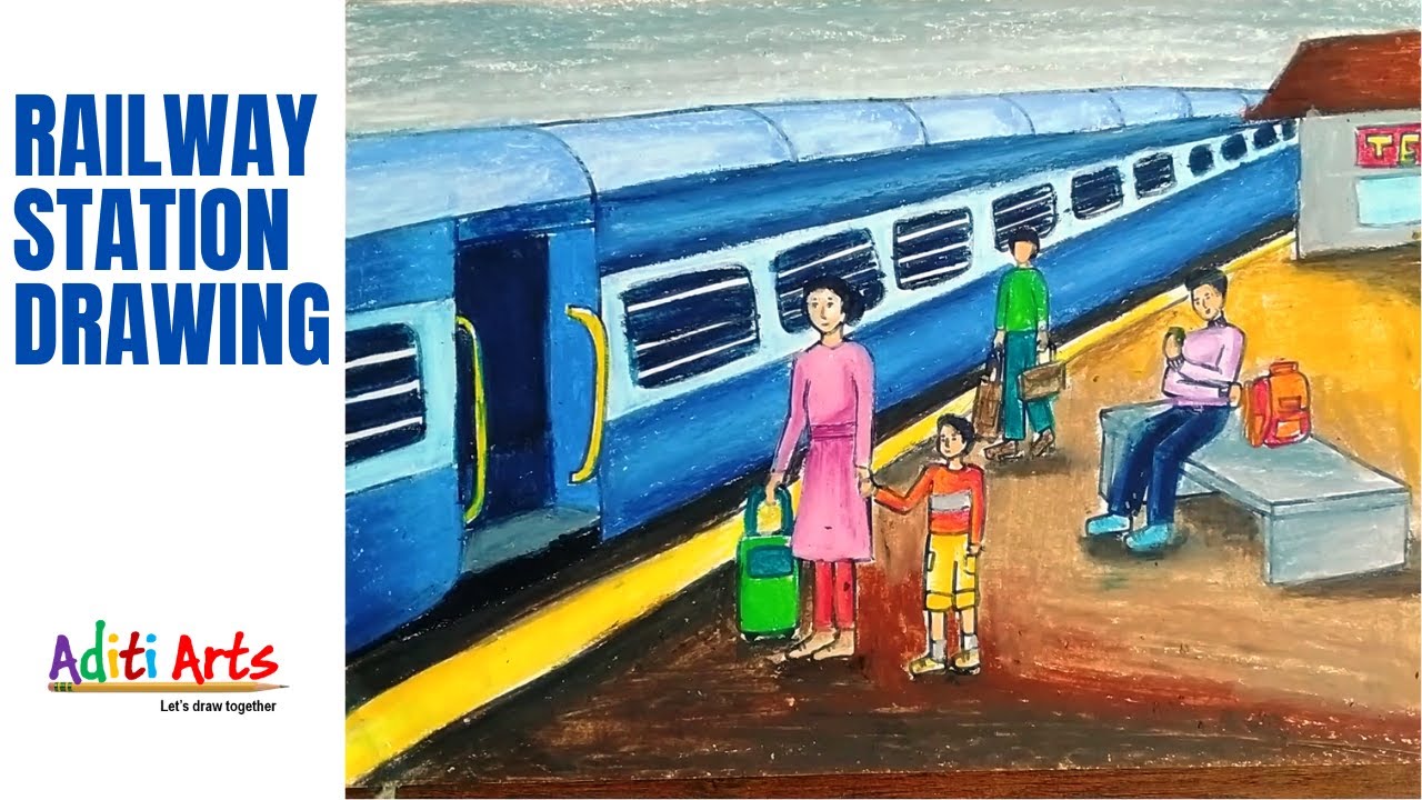 Delhi Metro Station Drawing | step by step Tutorial | divart | Delhi Metro Station  Drawing | step by step Tutorial | divart how to draw railway station,railway  station drawing,metro station drawing |