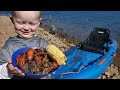 Crawfish catch  cook  camping on deserted island fishing  trapping dinner