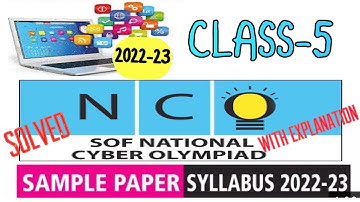 NCO-Class 5 Solved Sample Paper of 2022-23 | National Cyber Olympiad |SOF #sof #class5 #nco #cyber