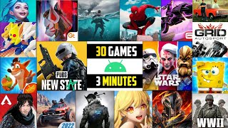 30 Most POPULAR Android Games in Just 3 MINUTES (High Graphics) 2022