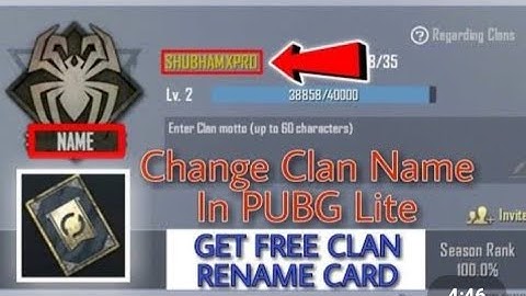 PUBG mobile lite me clan ka name kaise change kare