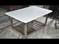 Stainless Steel Dining Table with Ceramic Top using stick welding - By Ambros Custom