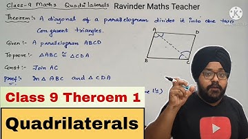 Show that a diagonal of parallelogram divides it into two congruent triangles|Class 9 Quadrilaterals