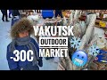 Yakutsk/Outdoor market at -30C with son