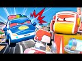 Oh no! POLICE CAR has gone crazy and is attacking everyone! - Robot & Ambulance Transform | Robofuse