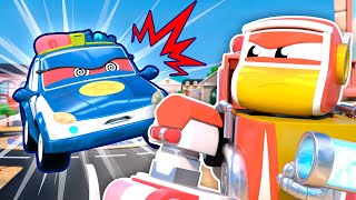 Oh no! POLICE CAR has gone crazy and is attacking everyone! - Robot & Ambulance Transform | Robofuse