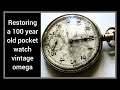 100 YEAR OLD OMEGA pocket watch restoration LEFT IN A TOOLBOX |  crystal scratch removal tutorial