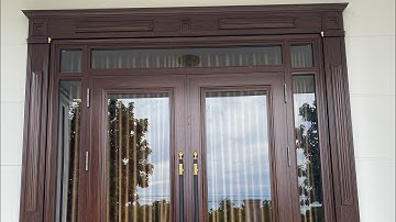 Mẫu cửa  chính nhôm kính đẹp , mầu Vân gỗ trắc