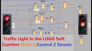 Siemens PLC - Traffic Light in the LOGO Soft Comfort (Part-2) Control 2 Streets screenshot 5