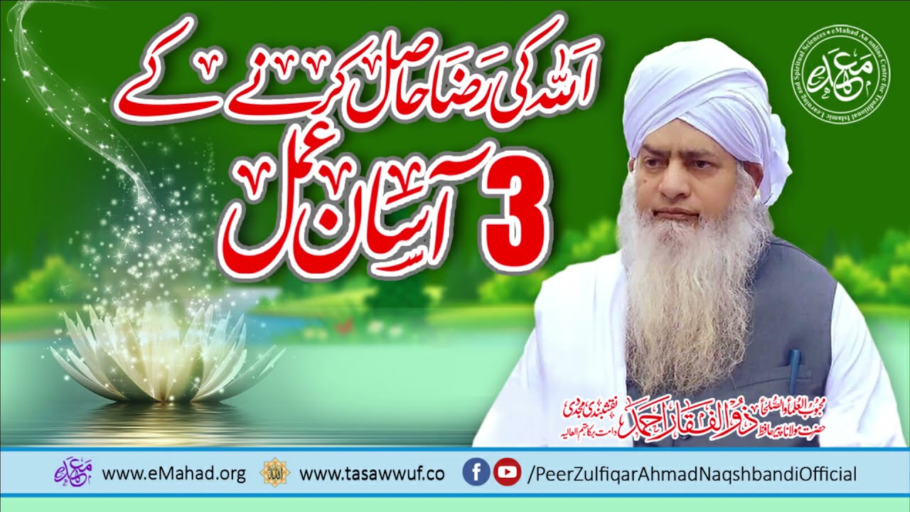 ALLAH ki Raza Hasil Karny Ky 3 Asaan Amal - Peer Zulfiqar Ahmad Naqshbandi DBA