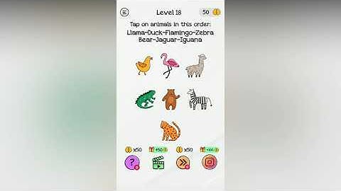 Braindom Level 18 Tap on animals in this order