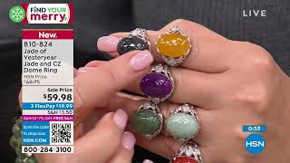 Jade of Yesteryear Jade and Cubic Zirconia Sterling Silv...