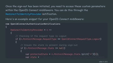How to Pass Custom Authentication Properties to OpenID Connect Middleware During Sign-Out
