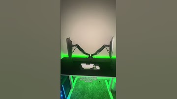 Look at my desk NOW… Dual monitor mounts saved so much space #rushready