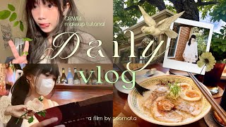 vlog 49 ; daily vlog 🪴🏠วันหยุดทำอะไรบ้าง? GRWM,เเต่งหน้า,ไปคาเฟ่,กินราเมง