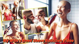 Haircut Stories  My Wife's Head Shave Reaction Video at Home : headshave buzz cut bald