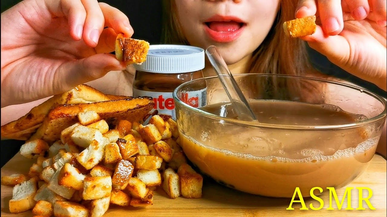 ASMR BOBA TEA with CARAMEL BREAD POPCORN 보바 차+카라멜 빵 팝콘 NO TALKING.EATING SOUND