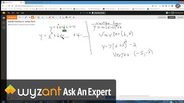 Convert quadratic function from standard form to vertex form when leading coefficient is one (1).