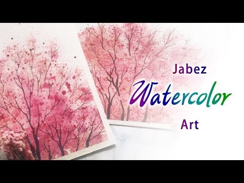 浪漫花卉水彩畫《水彩櫻花》Cherry blossom watercolor | 桜の水彩画 | 벚꽃 수채화《DIY彩繪系列 #85》